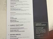 Menu from UA 29 on Sunday. Seems like the same ginger beef appetizer and garlic bread + pretzel roll from other posts.

Menu says pumpkin-ginger soup, but they actually had cream of leek. I really liked the soup (and soup in general) and got 2 bowls.