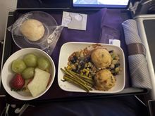 Afternoon flight second meal. Crab cakes, second option was pasta.