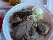 Eating horse on Air Astana, domestic in Kazakhstan