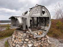 The remains of R.C.A.F. Digby B-18 bomber number 73S, which crashed nearby in January 1942.