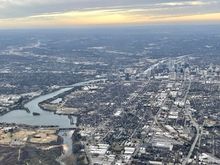 Downtown Austin and Town Lake. AUS-DFW.
