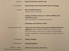 IAD-CDG dinner menu