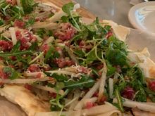 Korean Style Beef Tar Tar on top of flat bread