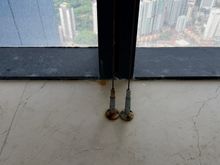 Metal fasteners already rusting in the pool area