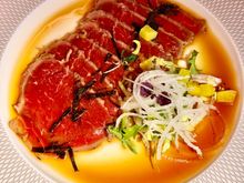 West Country sirloin beef tataki truffle ponzu, pickled radish