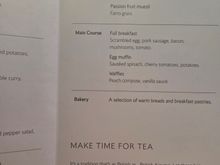 Breakfast menu