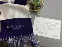 note and scarf in our room