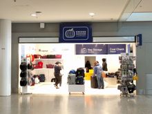 This is the left luggage store. It isn't Samsonite anymore. I saw some women check a chef's knife. She kept saying "how dumb was I to bring this knife to the airport"