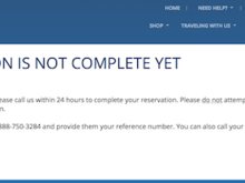 SkyMiles reservation not complete