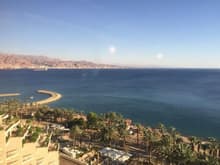 Another view from my deck: that is Aqaba, Jordan and Saudi Arabia off in the distance.