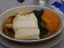 fish entree (halibut); EWR-CPH