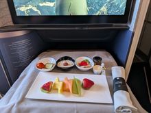 Acceptable breakfast fruit appetizer. Again I felt the quality of the fruits out of BOS are not up to par with other TK flights I've taken.
