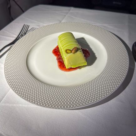 Pistachio and strawberry gateau - nice desert and not too sweet