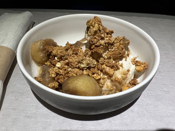 Vanilla gelato - bananas foster, almond honey granola.  Yummy as well!
