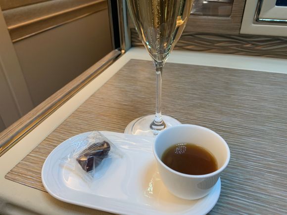 Arabic coffee and dates (plastic wrapped because of COVID). 