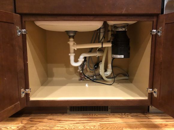 There is a reason the cabinet under the sink is empty, and it’s not spring cleaning.  Noticed a leak in the braided line for the kitchen faucet when I was rinsing dishes tonight.  Somewhere it has a hairline crack in it.  Also noticed the disposal is leaking a little.

So the vent:  NOT how I want to spend Memorial Day Weekend!  Plus I checked this evening, neither Lowe’s or Home Depot have the replacement hose in stock.  Didn’t check Amazon but no way we are going without the kitchen sink.