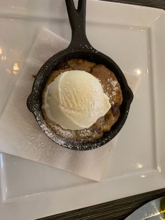 Ice cream with hot cookie