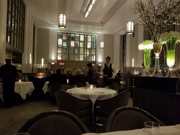 The view from our table in the backside of the restaurant, with so much activity coming in and out of the kitchen and moving so briskly back and forth that it was hard to relax. 