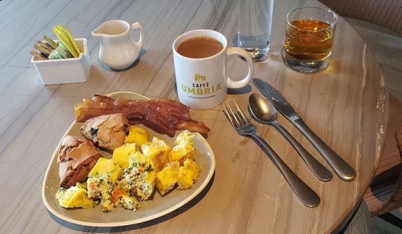My humble breakfast - not generally a fan of breakfast potatoes, so went with pastries instead this time. 