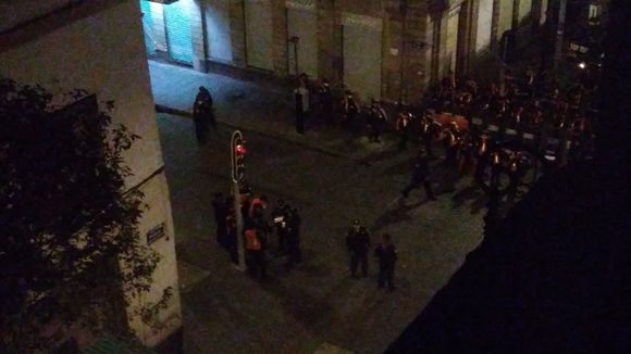 The police were having roll-call outside the hotel. They all dispersed when it was completed. This was the first day they opened up the streets again.