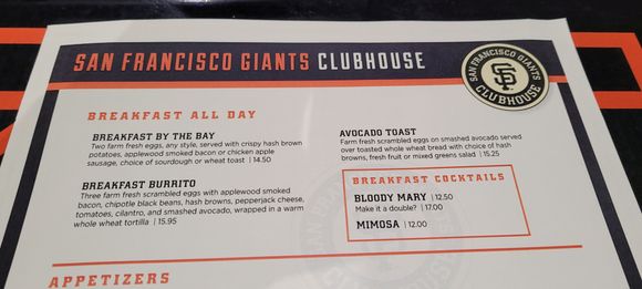  Breakfast menu 