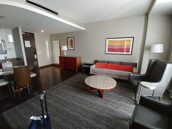 Living area viewed from bedroom (sliding) door