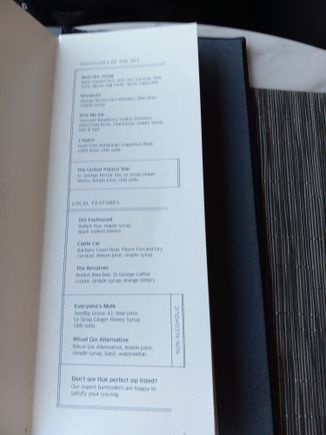 SFO Polaris Lounge cocktail list