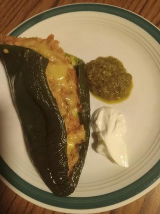 Stuffed poblamo pepper.