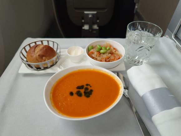 My partner enjoyed the tomato soup.