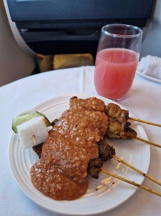 Satay and guava juice