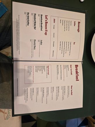 Breakfast menu