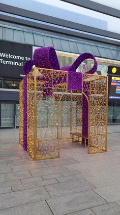Christmas decoration outside T3 ( christmas tree also close by)