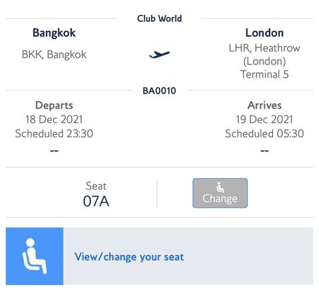 New Bangkok flight times?