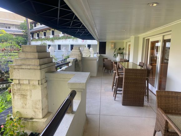 There is a balcony