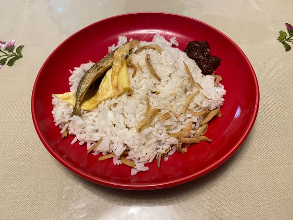 Somewhat anaemic nasi lemak