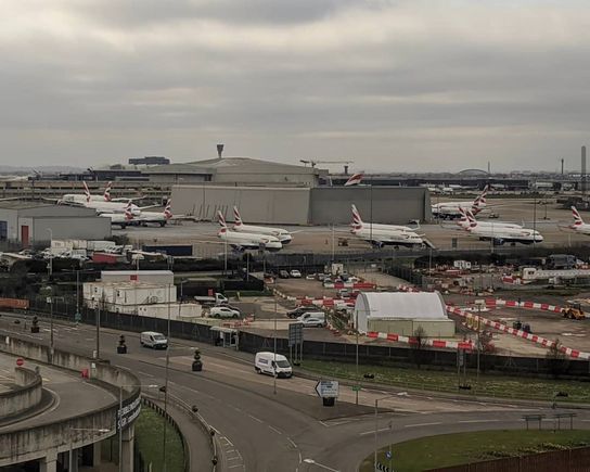 Airbus Multi-Parking at the long haul stands by Hatton Cross