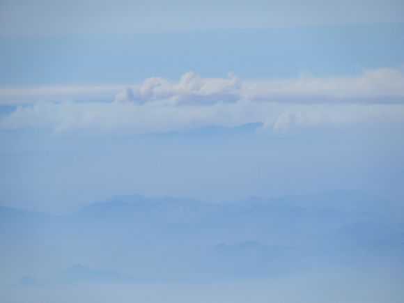 Smoke and haze on descent