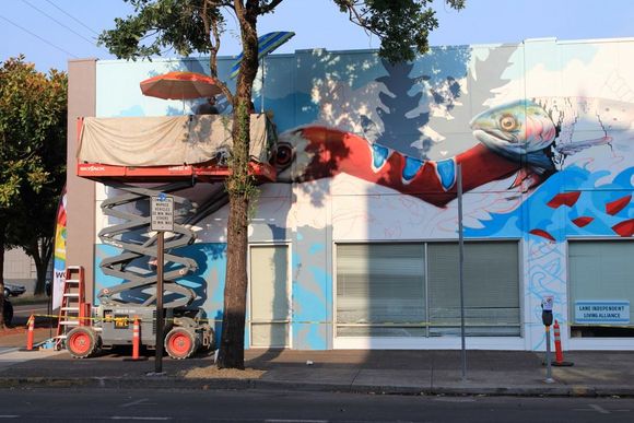 One of 2018's murals in progress