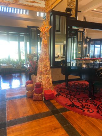 Club lounge Christmas decoration.