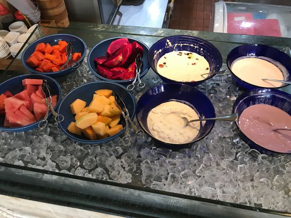 Fruits and yoghurts