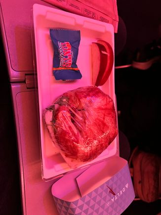 Sorry for the orientation. Currently in flight JFK-KEF in Y and this was the meal. Some sort of chicken sandwich or a cheese plate. I’m not picky so I still ate it all, but man this was bad…thank god there were *two* slices of apple to make up for it…my fiancé got the cheese plate which looked (and tasted) way better. I knew it was a short flight but I guess I was expecting a hot meal. Oh well hahaha 