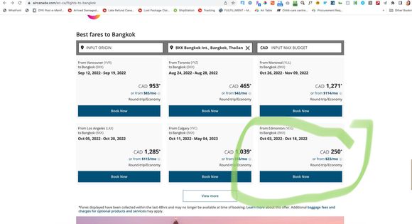 Air Canada’s website is advertising the following prices 

$465 CAD YYZ - BKK Roundtrip Aug 24 - Aug 28 2022

$250 CAD YEG - BKK Roundtrip Oct 3 - Oct 18 2022

When clicking thru I’m not able to book either or see these ridiculously low prices is anyone able to do so via another site ? 

Here’s the direct link to Aircanada page :
https://www.aircanada.com/en-ca/flights-to-bangkok
