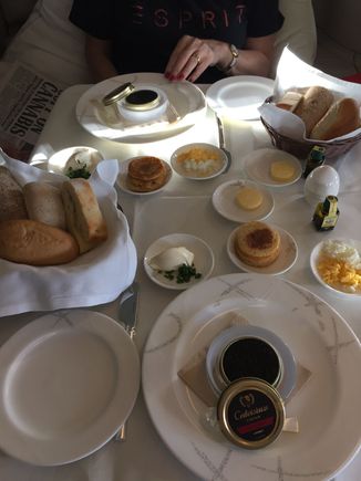 Adequate blinnies and breads for the caviar starter.