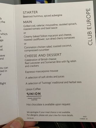 LHR - EFL 13.08.22 Band 4
Sorry I forgot the photos 🤦‍♀️

The beetroot starter despite looking and sounding a bit dodgy is very nice indeed.
A solid thumbs up for both the cod and the Mac and cheese.
The cod was nicely grilled and was crispy.  