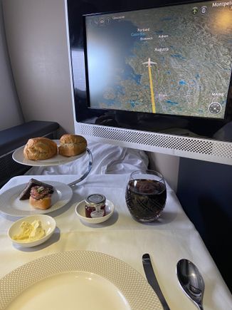 Again no Salmon due to allergy and no second of the other one - sandwiches that is. Not enough cream and jam for two scones.

Oh and my first choice white wine was a non runner. This was ex-LHR