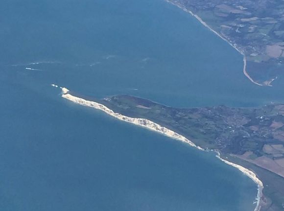 The white cliffs of the Isle of Wight from my AMS - LIM flight