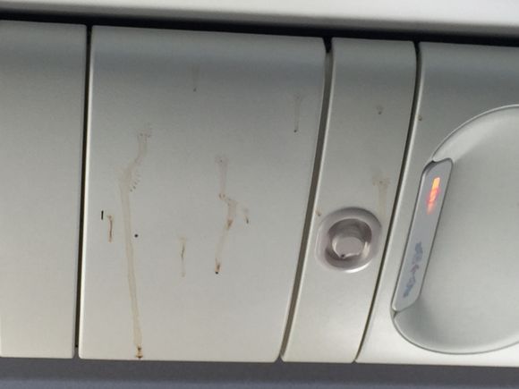 I didn’t post this at the time, but this was the ceiling above my partner’s seat on our LGW-BGI flight on March 14. We disinfected our seats with Dettox wipes etc and were pretty horrified to see that the cleaners had left this spill stain in full view. Of course we had no need to touch that part of the ceiling but it really really undermined any lingering confidence that they are taking this seriously and cleaning properly at last.