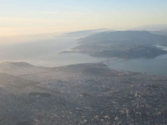 Another view of San Francisco and the Golden Gate Bridge with Marin County to the distance