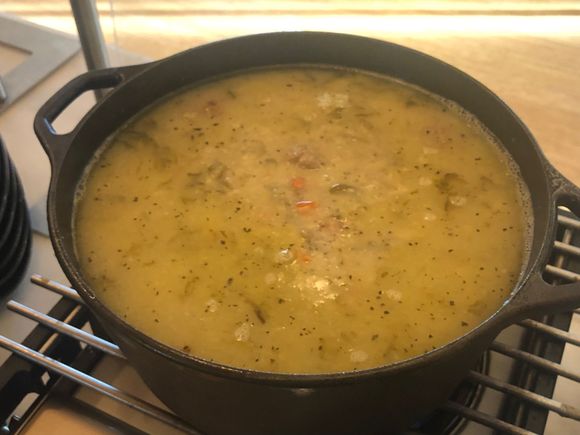 Italian wedding soup with meatballs, no bad.