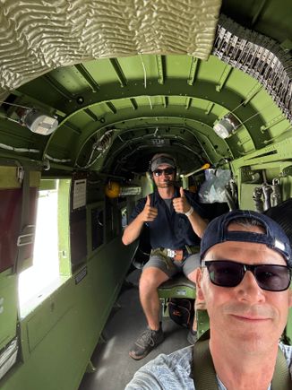 Sat in the rearmost seat with one of the EAA crew behind. Excuse the hat on backwards look, we were instructed to wear peaked hats like this so that we didn’t accidentally hit our heads on anything 